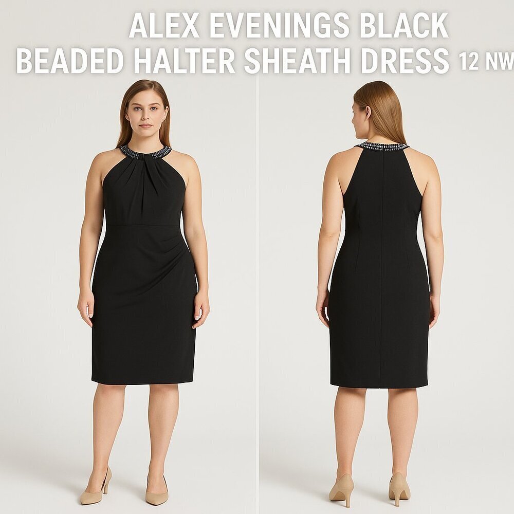 Alex Evenings Arabella Halter Sheath Dress Size 12 NWT
